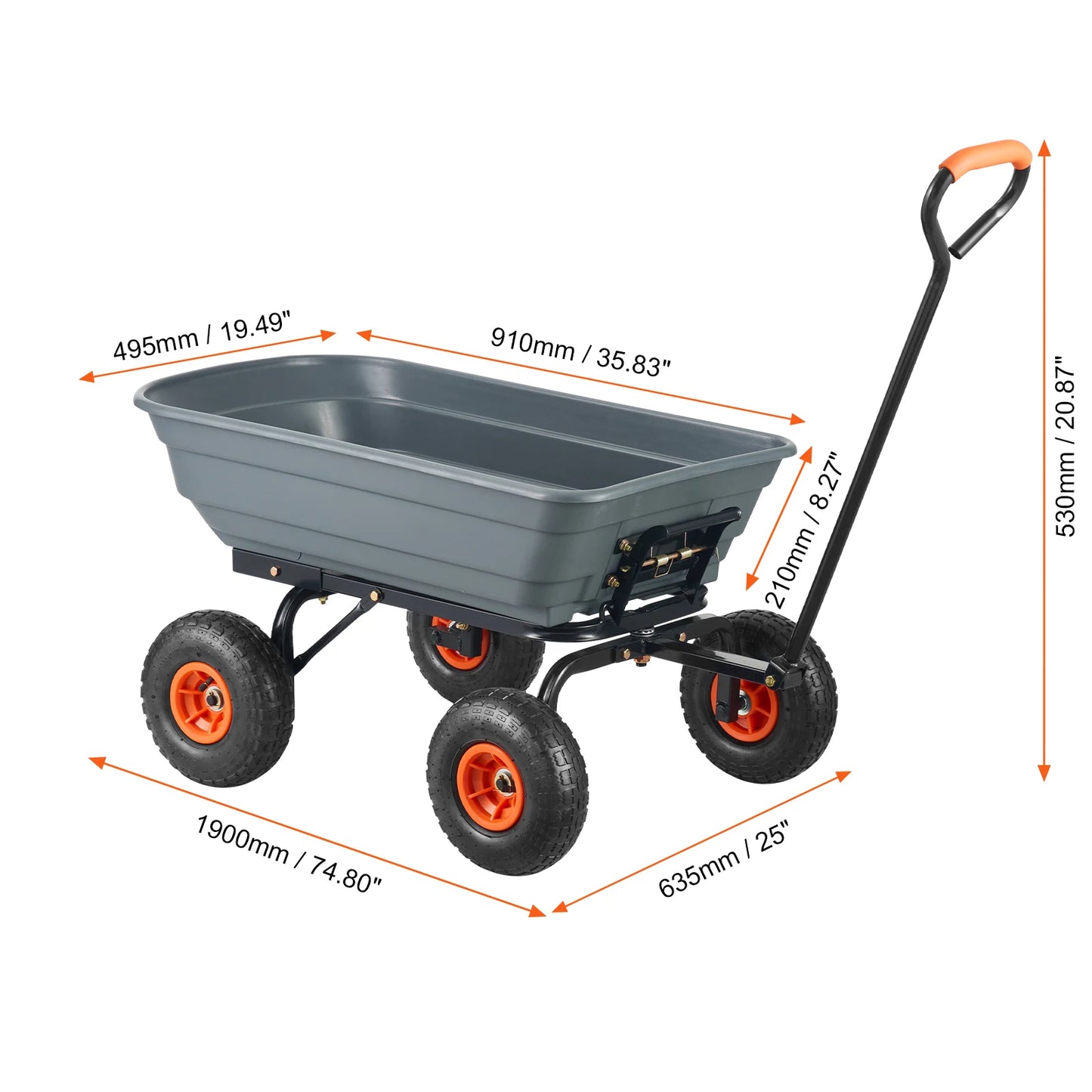 SucceBuy Poly Garden Dump Cart With Steel Frame Heavy Duty