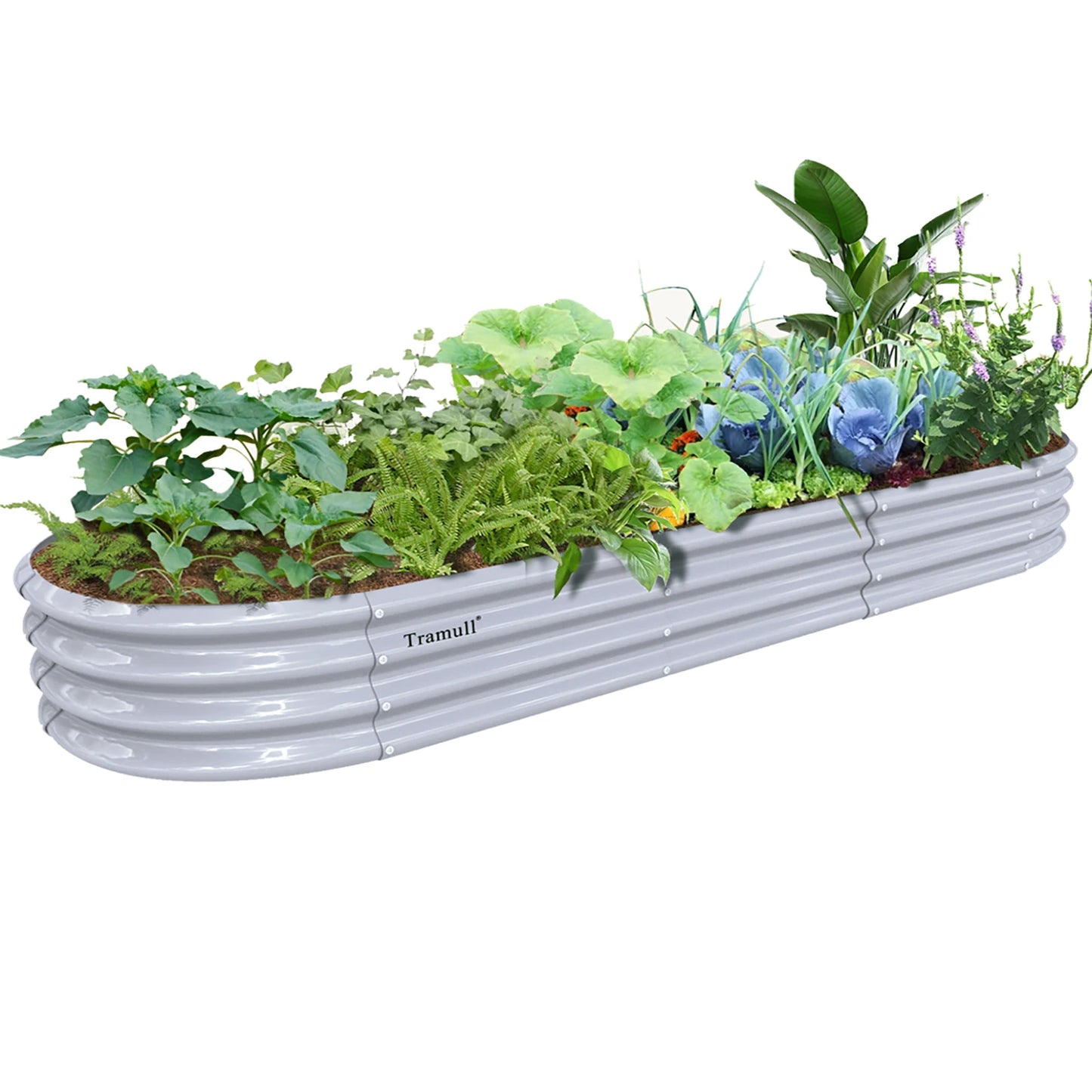 Tramull Galvanized Raised Garden Bed Outdoor Planter For Vegetables Herbs