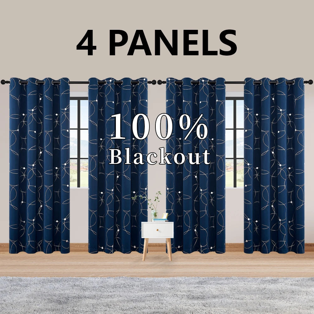 Blackout Curtain Set 4 Piece Grommet Thermal Insulated Room Darkening
