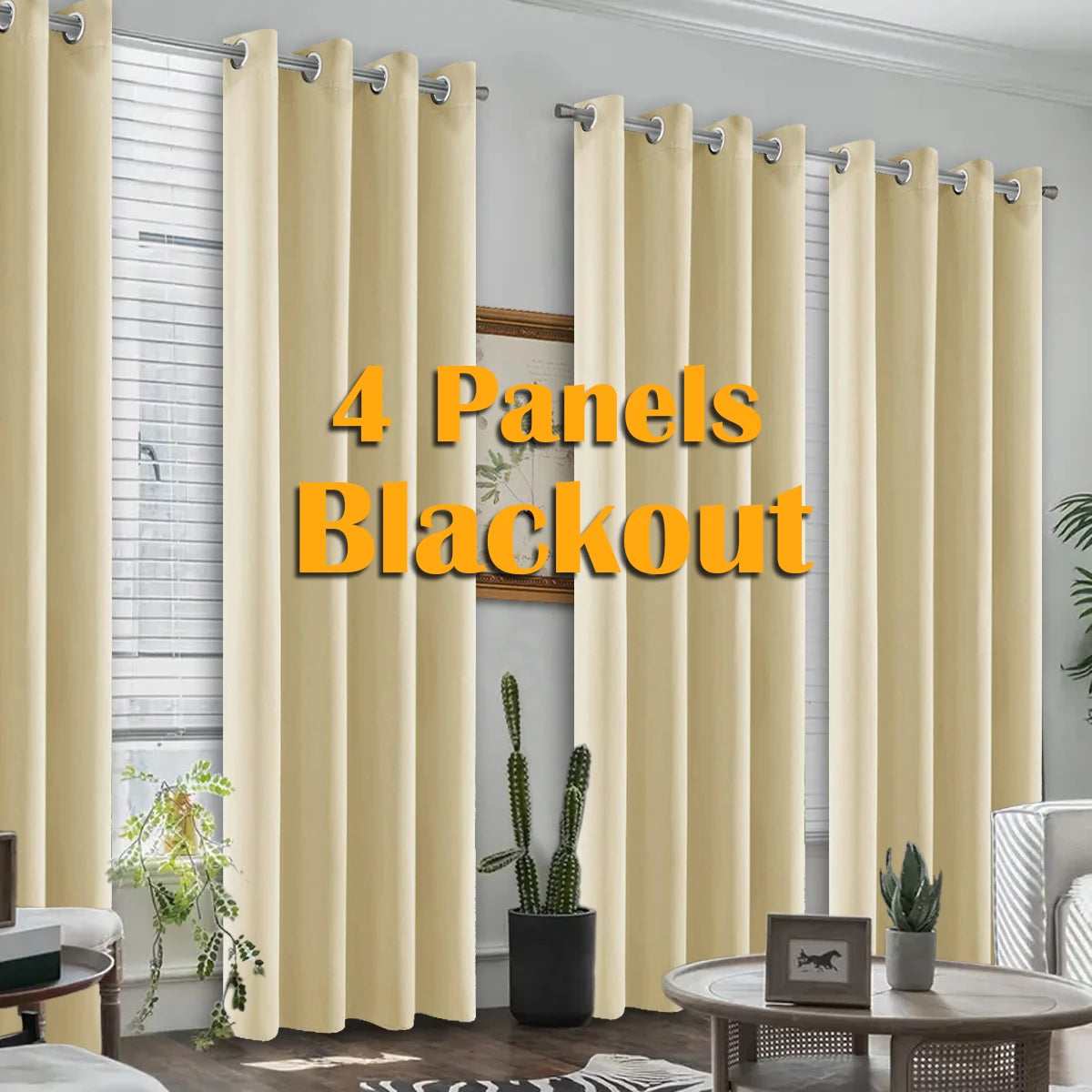 Blackout Curtains 4-Pack Heat Insulated for Bedroom and Living Room