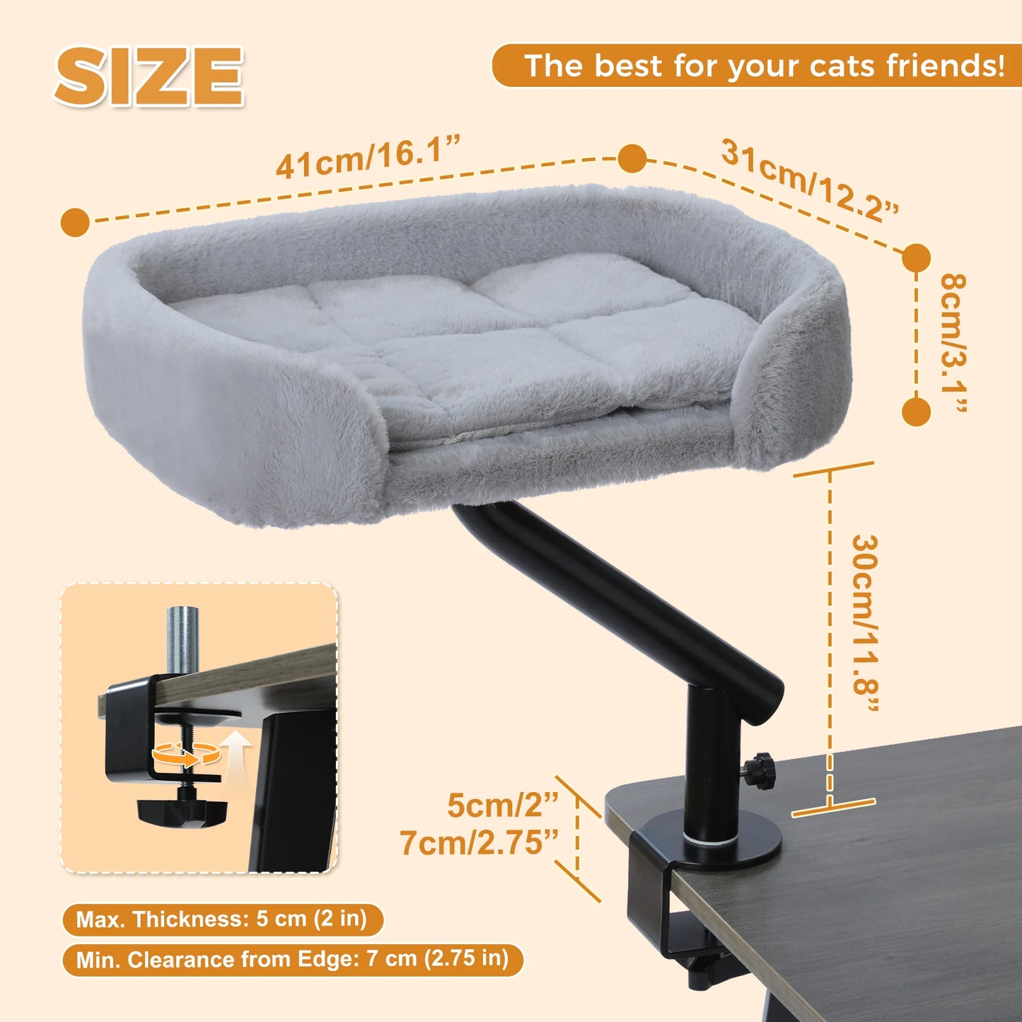 PAWZ Road Cat Desk Bed 360 Rotating Hammock Stand Lite