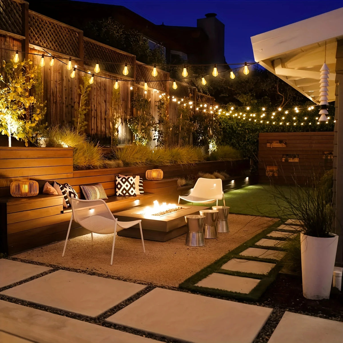 Bhony Solar Outdoor String Lights Waterproof For Patio Garden