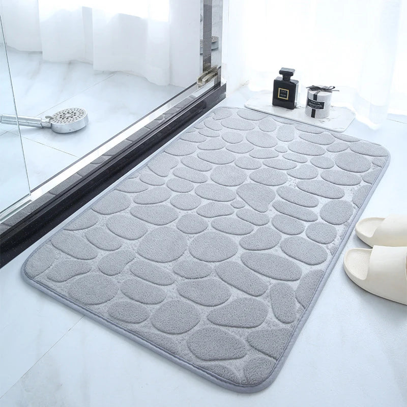 Cobblestone Embossed Non Slip Bath Mat Memory Foam