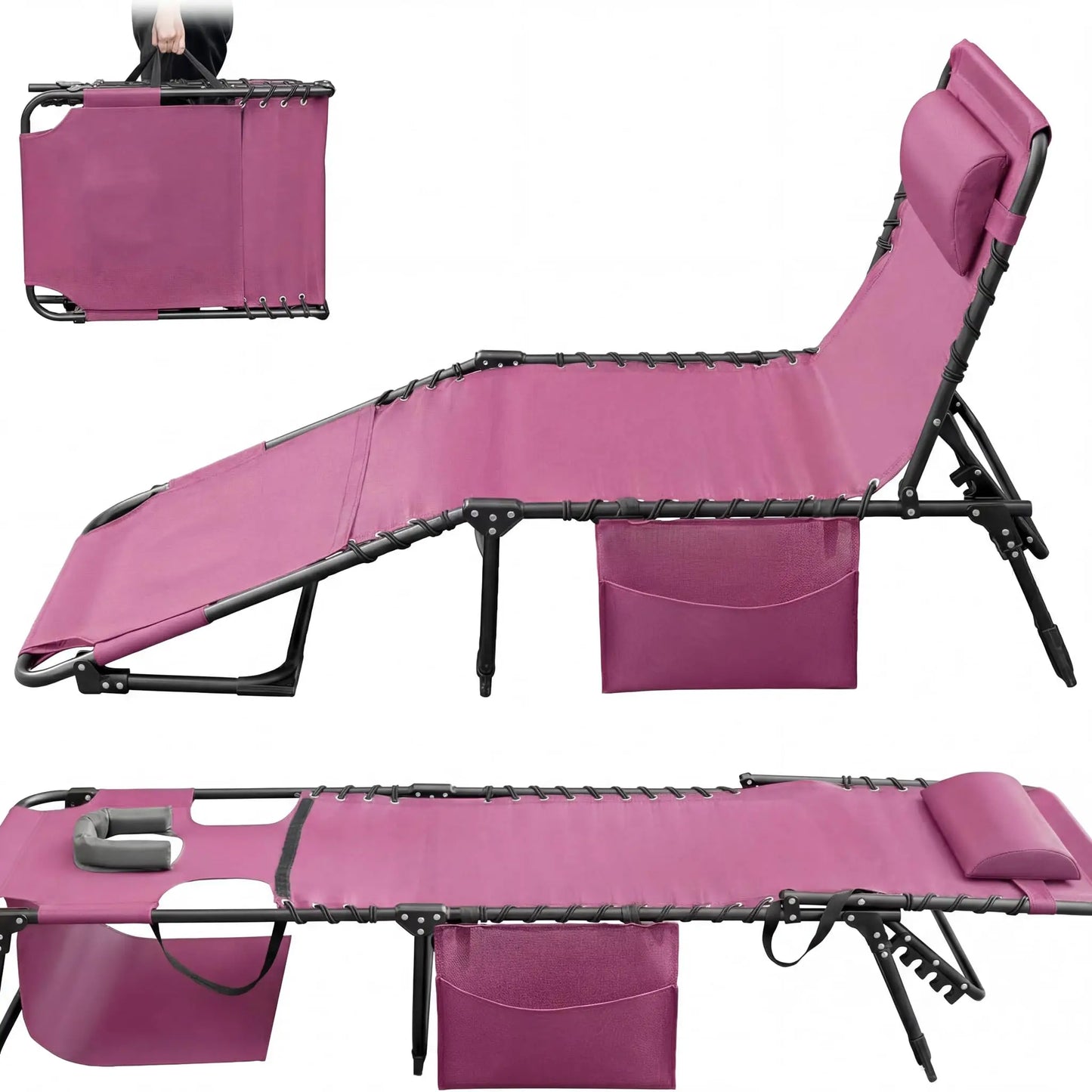 Outdoor Folding Lounge Chair With Face Hole For Pool Patio