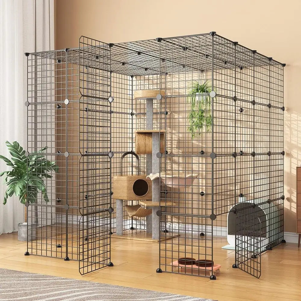 Large Indoor Metal Wire Cat Cage Detachable Playpen