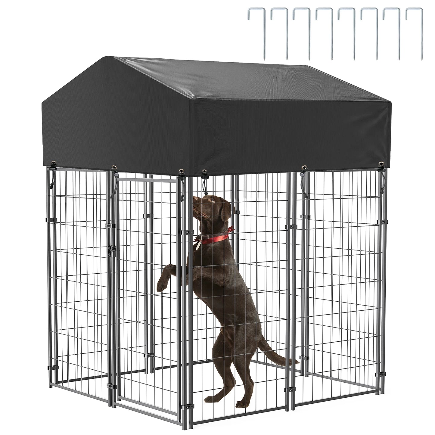 BINGOPAW Large Outdoor Dog Kennel With Welded Wire Canopy