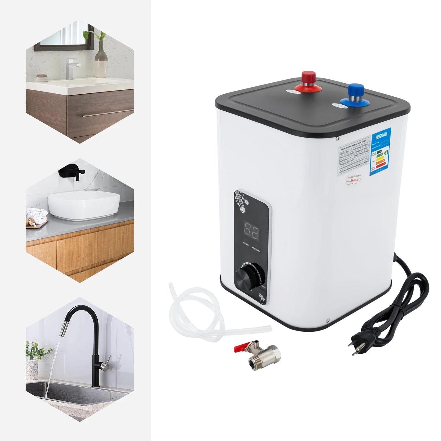 1500W Electric Water Heater Under Sink Stainless Steel SY-8