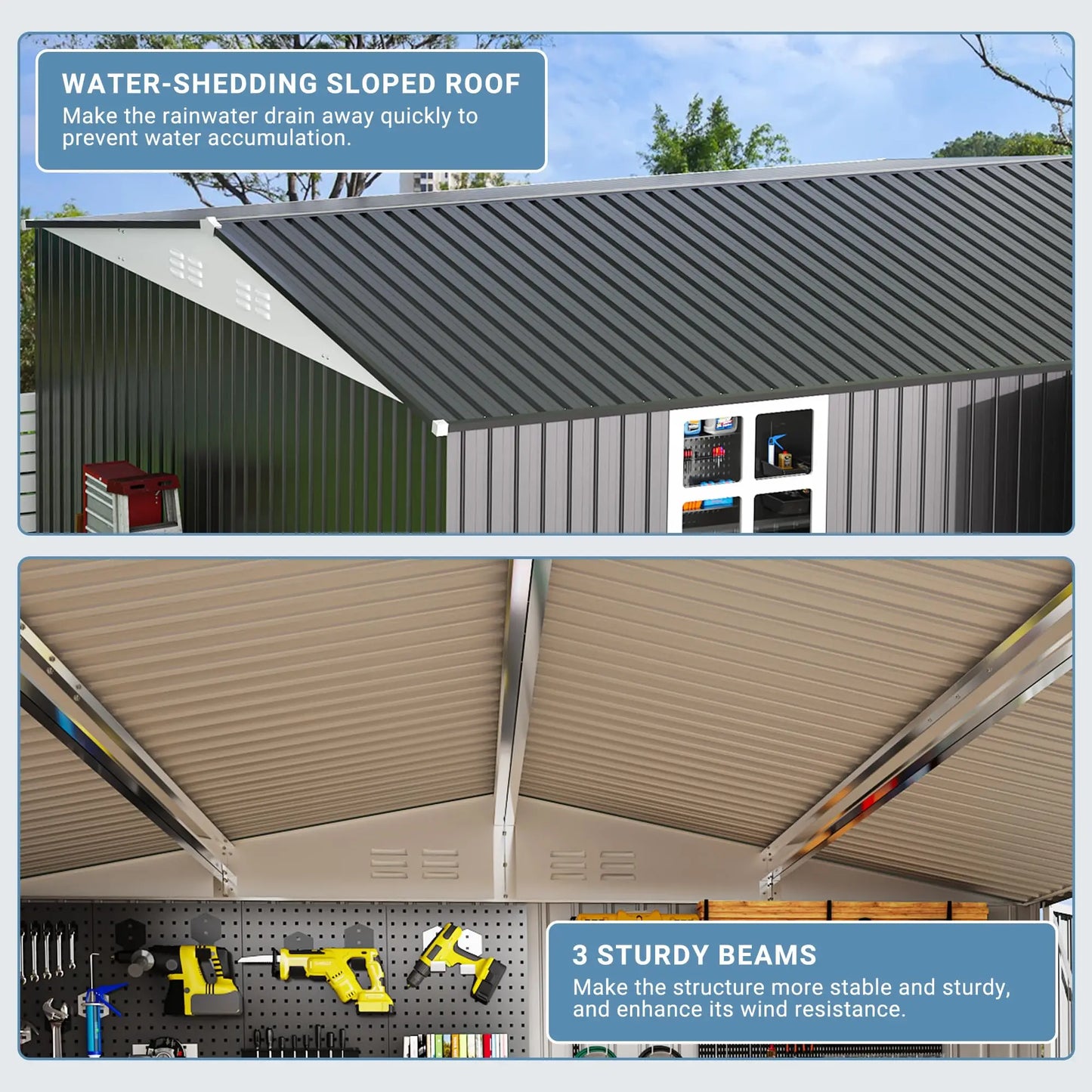 VIWAT Outdoor Metal Storage Shed With Lockable Window