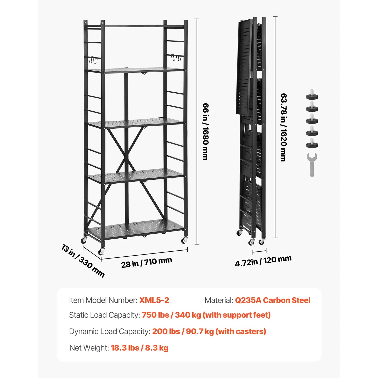 SucceBuy 6 Tier Foldable Storage Shelf With Wheels For Garage