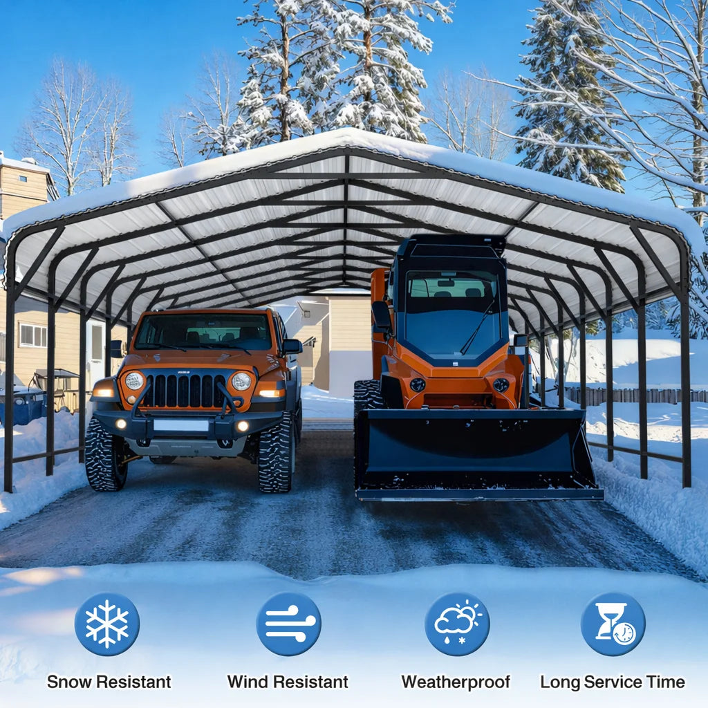 VIWAT Outdoor Metal Carport Shelter For Garage And Patio