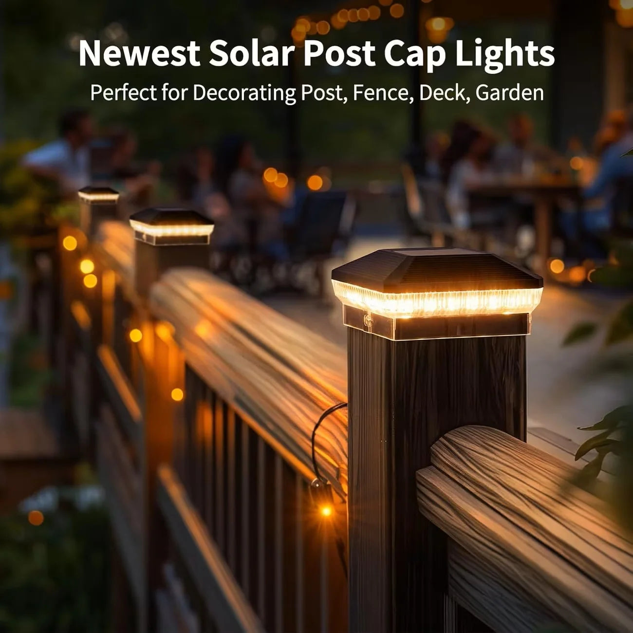 Solar Post Lights 4x4 Outdoor, 40 LEDs, 3 Modes, Durable