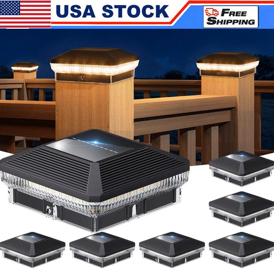 Solar Post Lights 4x4 Outdoor, 40 LEDs, 3 Modes, Durable