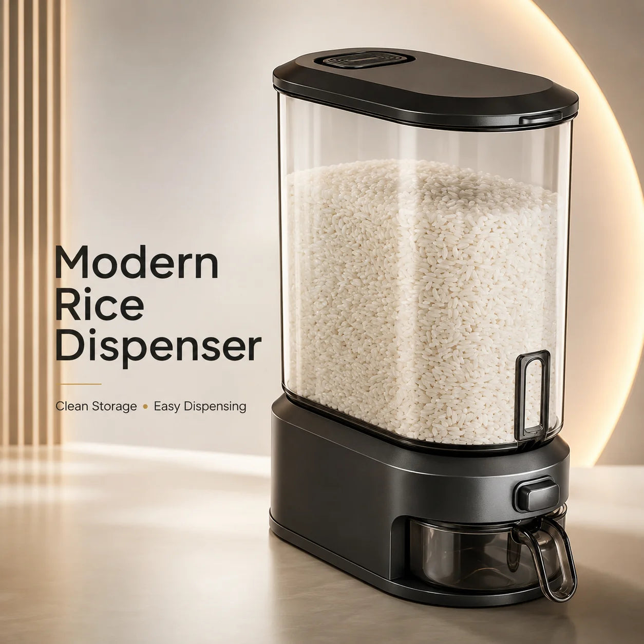 ONENOBLE Transparent Rice Dispenser With Measuring Cup