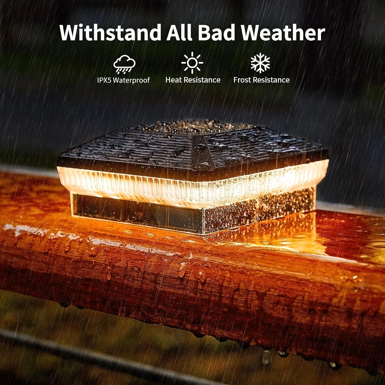 Solar Post Lights 4x4 Outdoor, 40 LEDs, 3 Modes, Durable