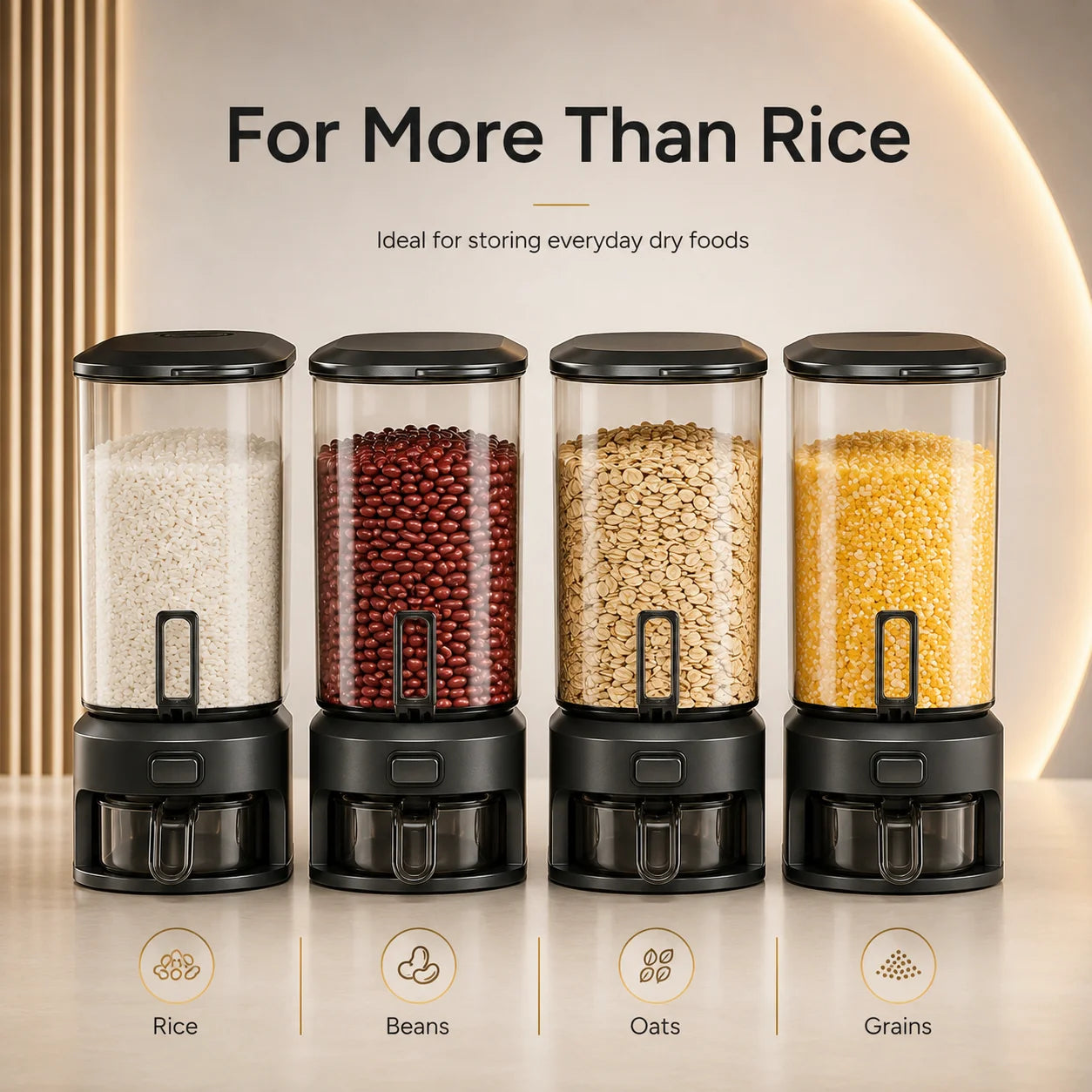 ONENOBLE Transparent Rice Dispenser With Measuring Cup