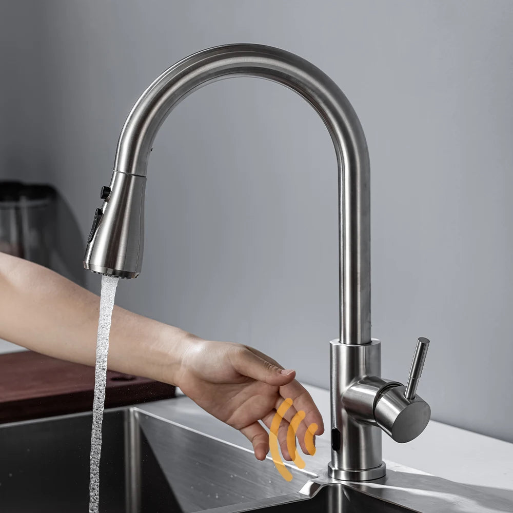 DQOK Smart Touchless Infrared Kitchen Faucet With Pull Out Sprayer