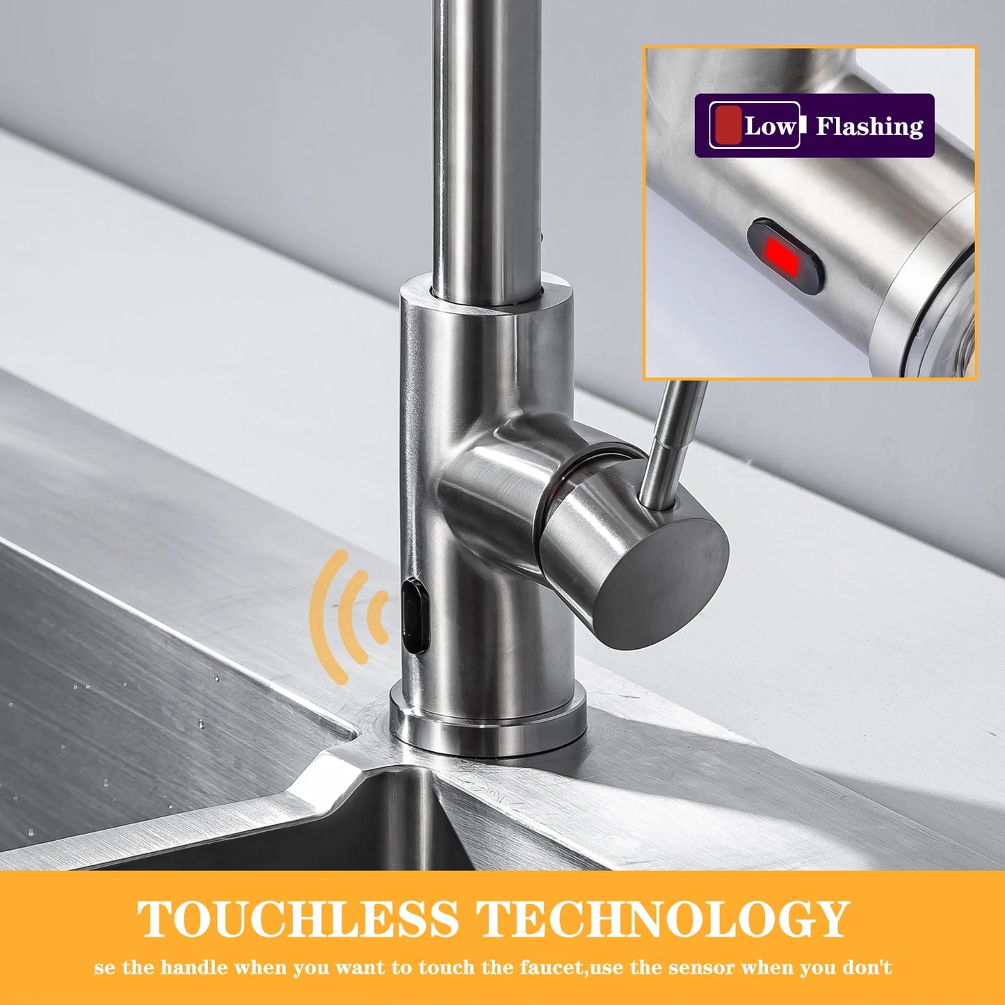 DQOK Smart Touchless Infrared Kitchen Faucet With Pull Out Sprayer