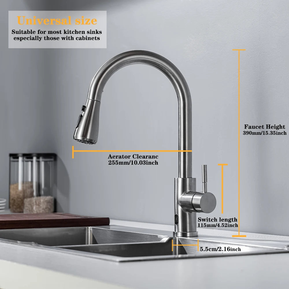 DQOK Smart Touchless Infrared Kitchen Faucet With Pull Out Sprayer