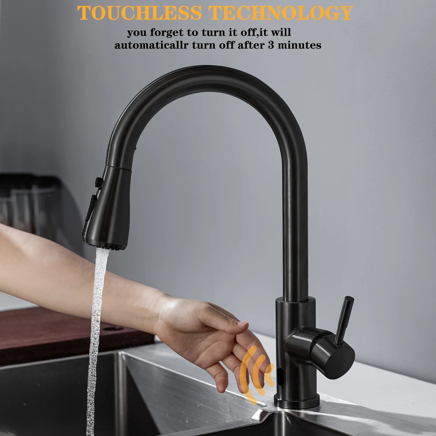 DQOK Smart Touchless Infrared Kitchen Faucet With Pull Out Sprayer