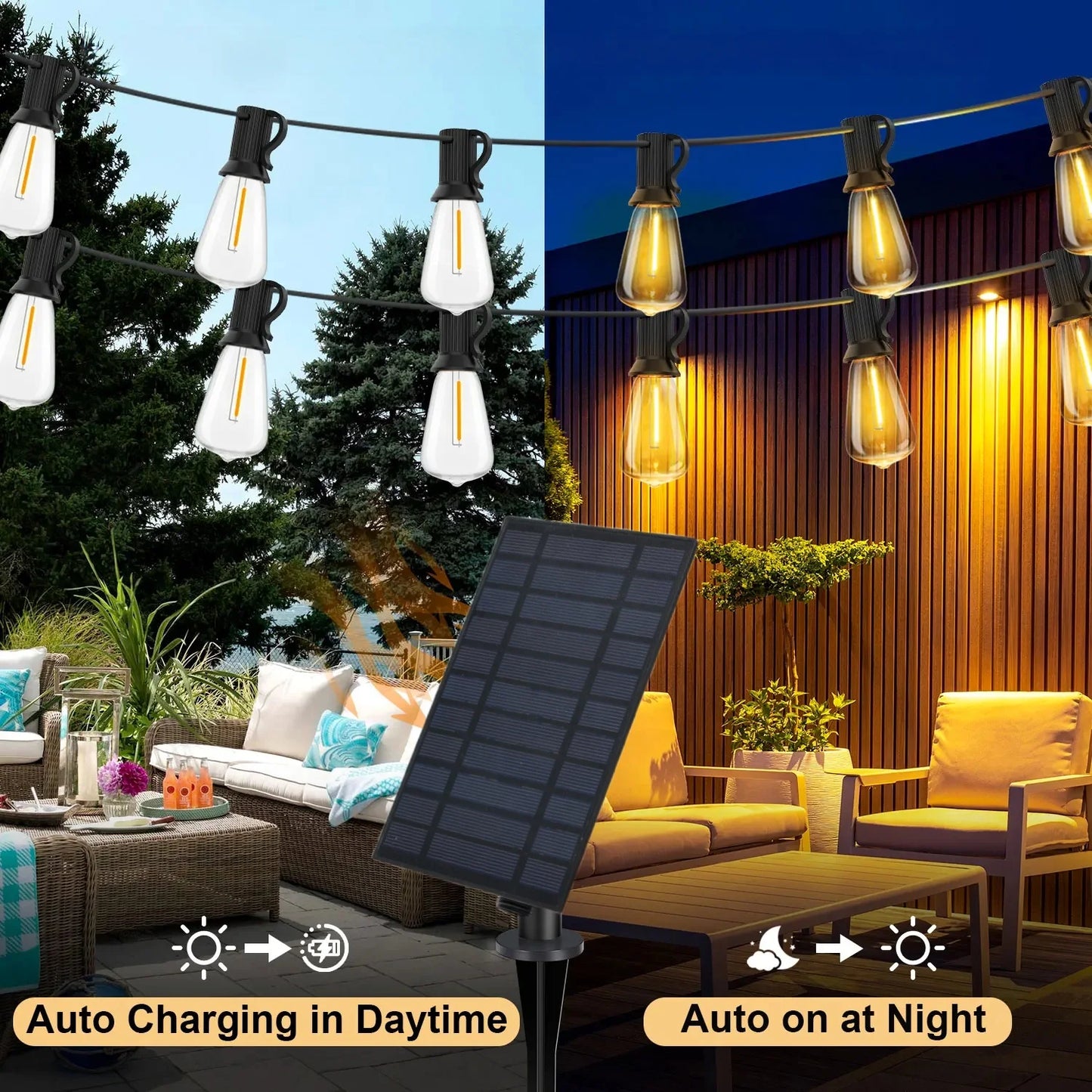 Bhony Solar Outdoor String Lights ST38 Waterproof Patio