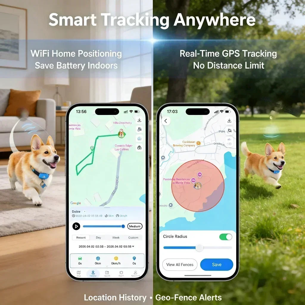WANWAYTECH GPS Pet Tracker 4G Built In SIM Real Time Tracking IP67