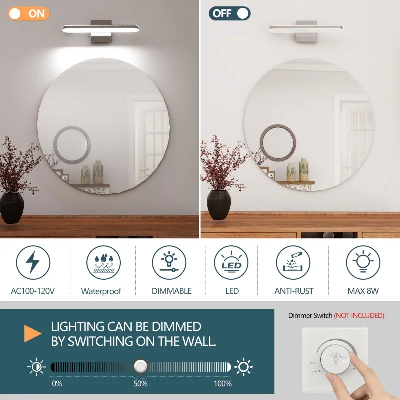 Modern LED Vanity Light For Bathroom Wall Mount Dimmable