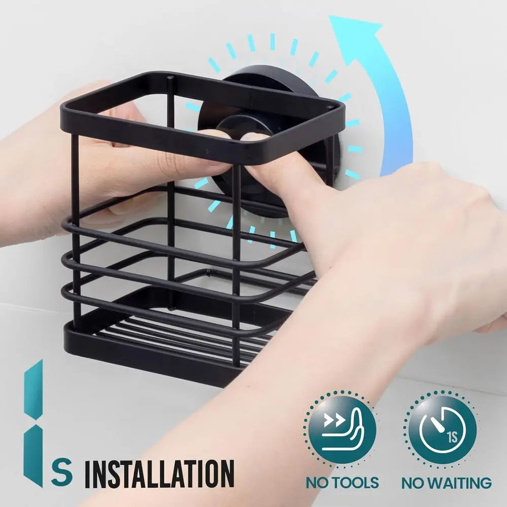 Suction Cup Toothbrush Holder Stainless Steel No Drilling Organizer