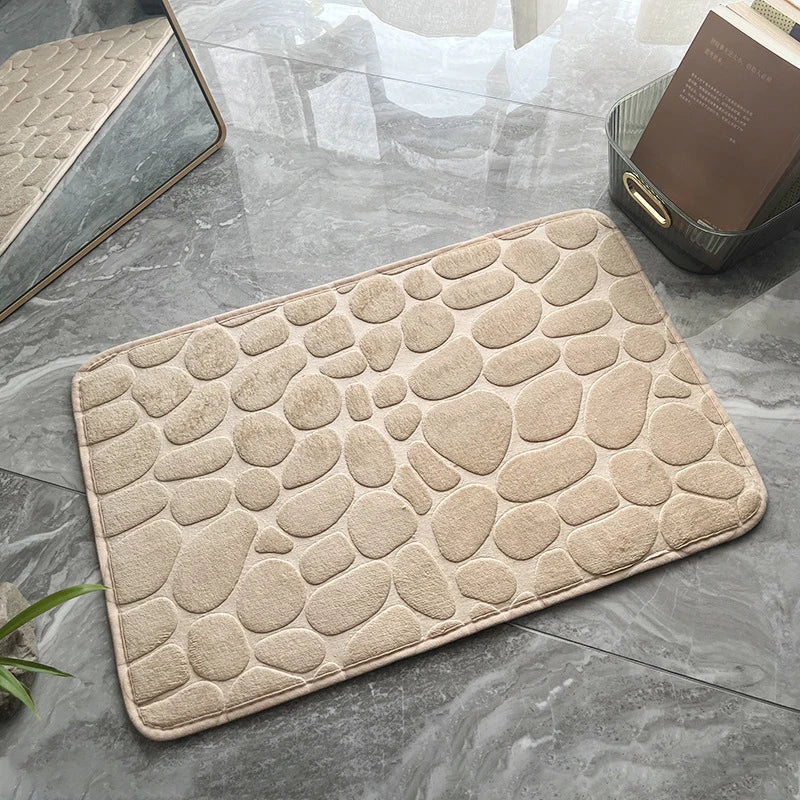 Cobblestone Embossed Non Slip Bath Mat Memory Foam