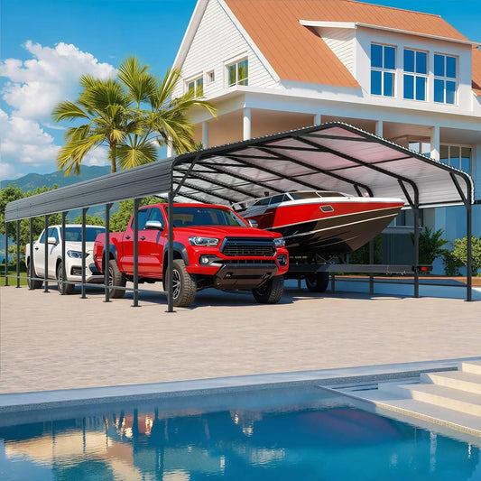 VIWAT Outdoor Metal Carport Shelter For Garage And Patio