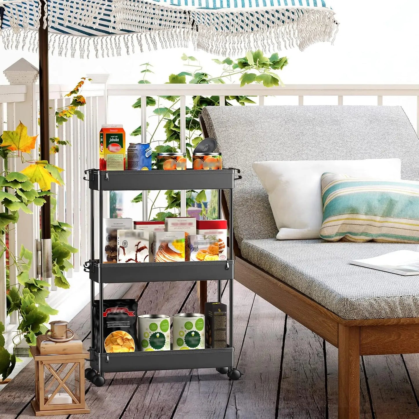 NBVCX Slim 3-Tier Rolling Storage Cart For Narrow Spaces