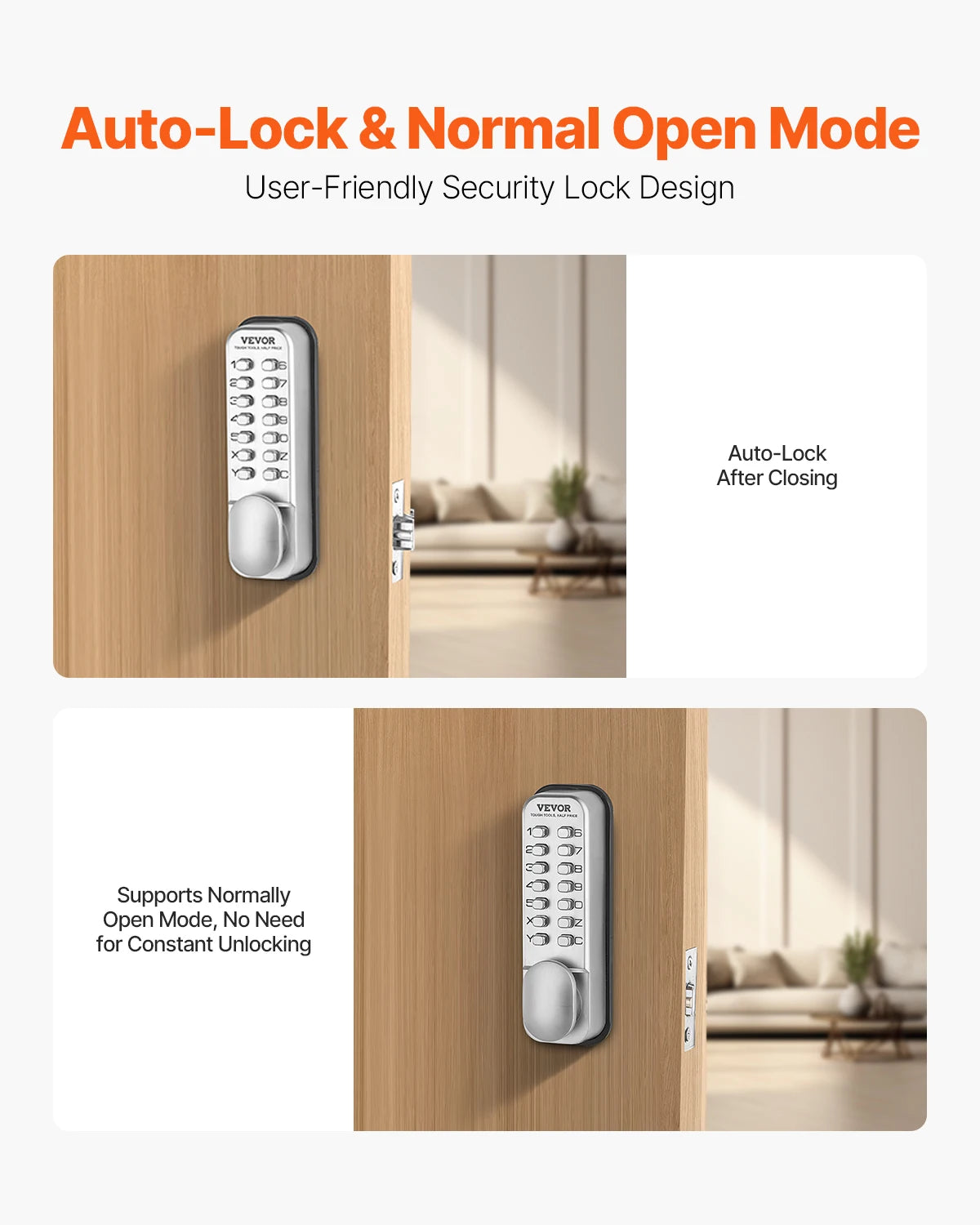 SucceBuy Mechanical Keyless Entry Door Lock 14Key Keypad
