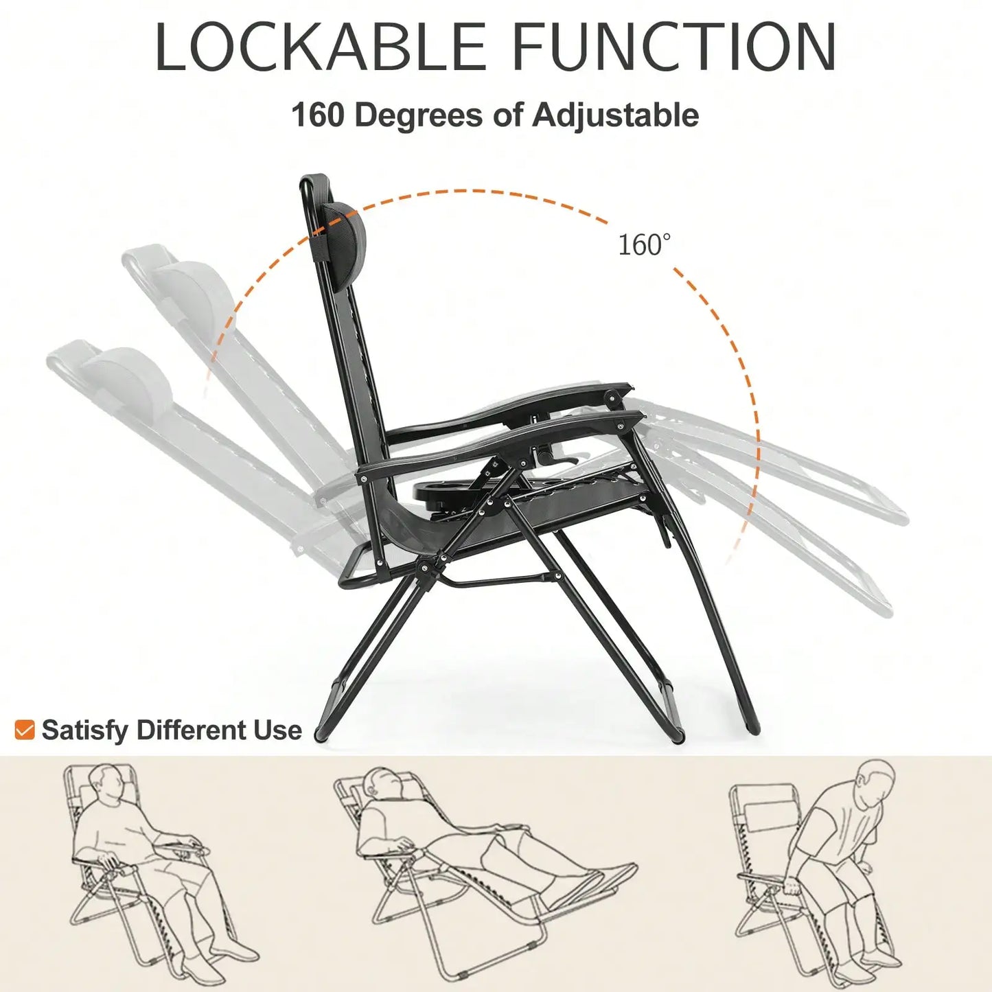 Zero Gravity Lounge Chairs Set of 2 Ergonomic Folding Recliners