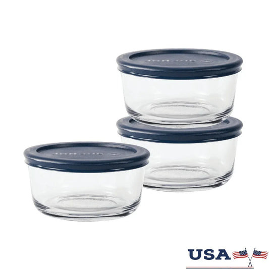 Glass Storage Jars Set of 3 BPA Free Microwave Safe