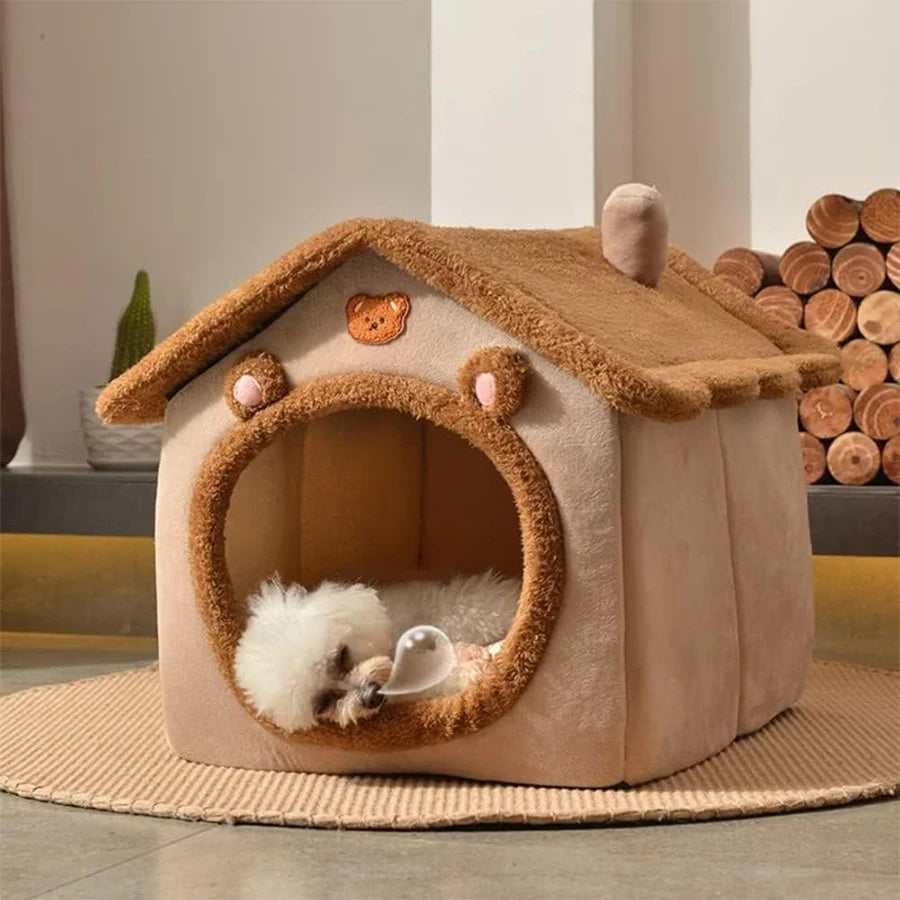 Foldable Pet House Removable Washable Cat Bed for Small Pets