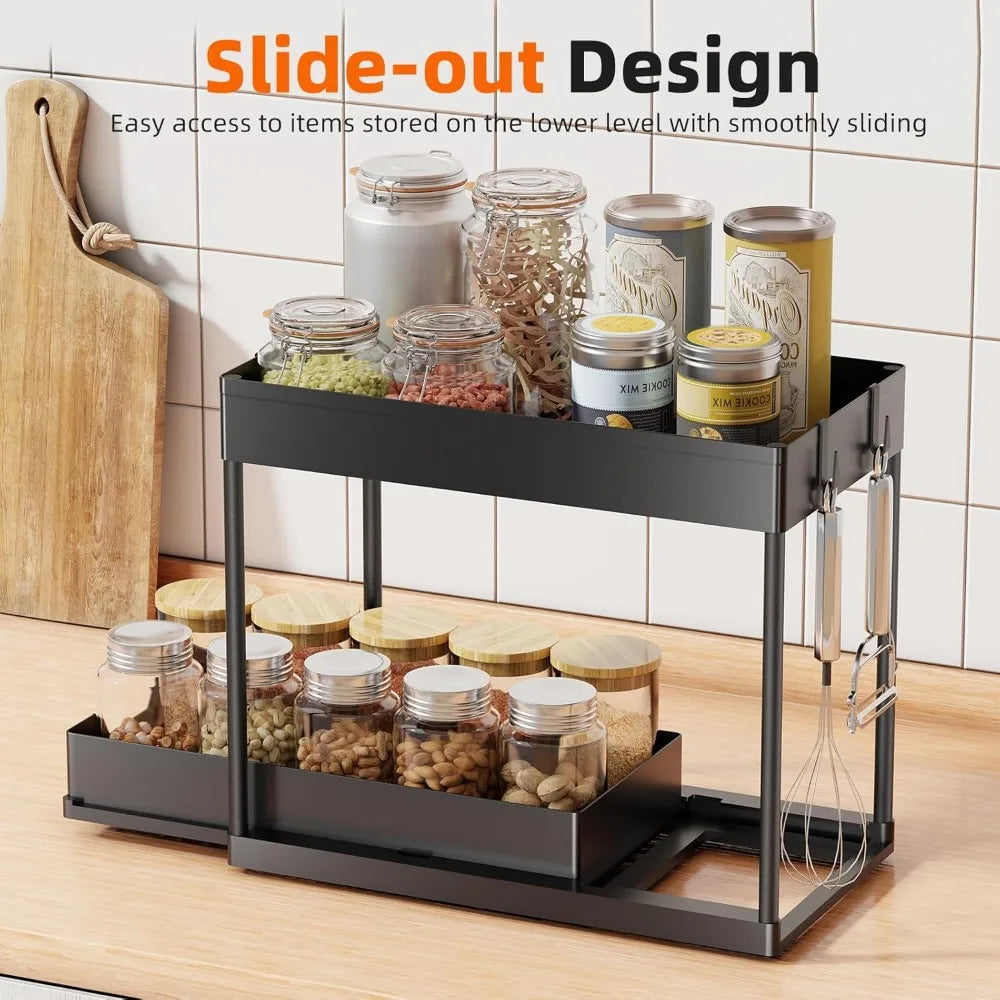 NBVCX Under Sink Organizer 2 Tier Pull Out Storage Pack