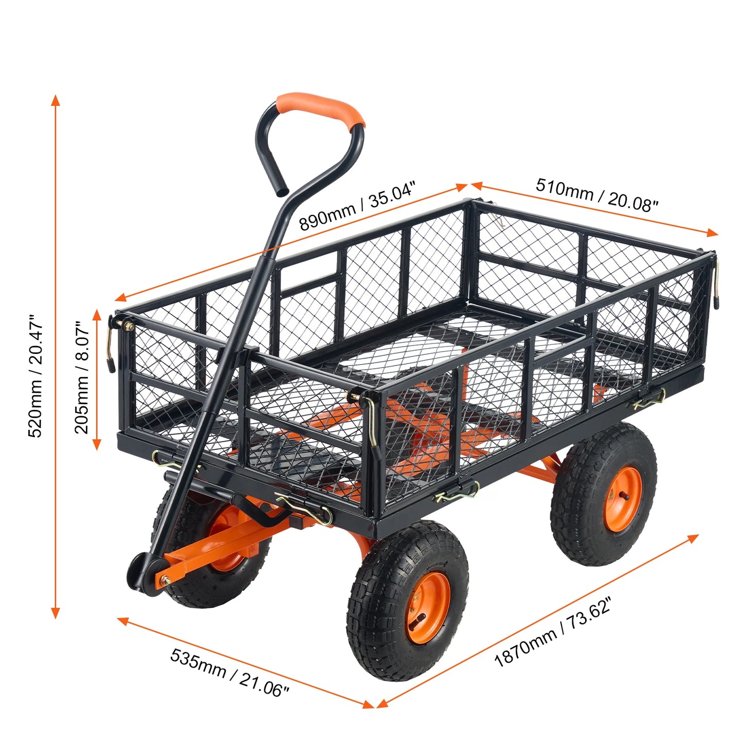 SucceBuy Garden Cart Sturdy Utility Wagon Dump Cart 400/880 Lbs