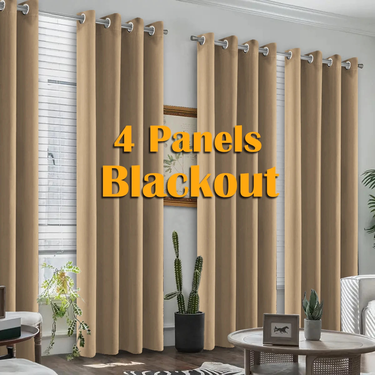 Blackout Curtains 4-Pack Heat Insulated for Bedroom and Living Room