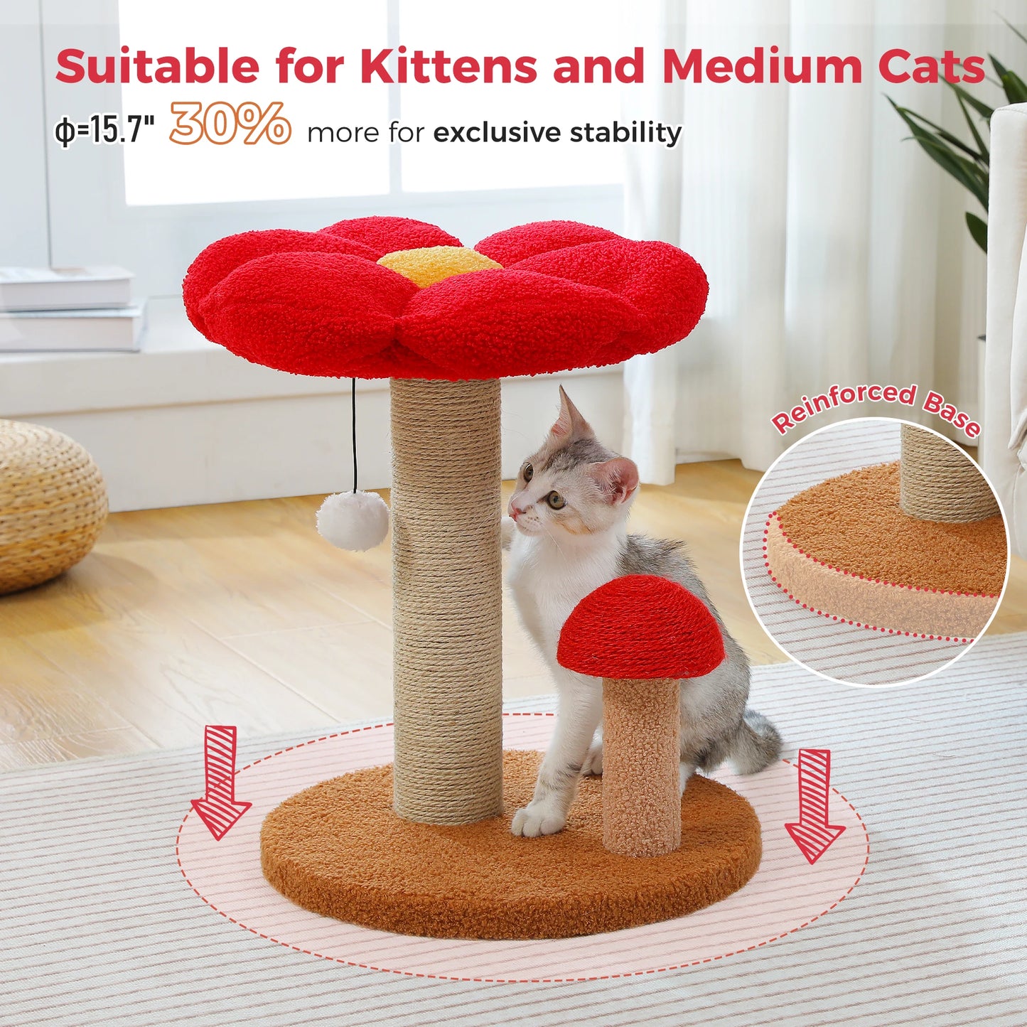 PAWZ Road Double Tier Cat Scratching Post With Removable Flower Bed