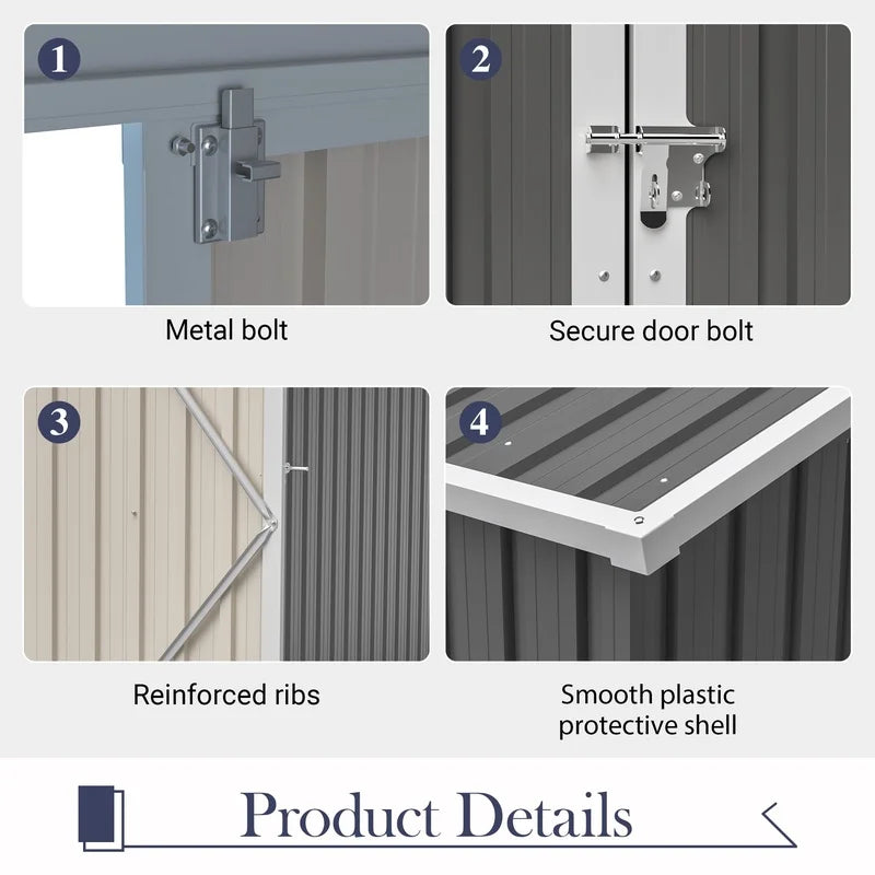 Lockable Metal Garden Shed With Floor Frame For Tools