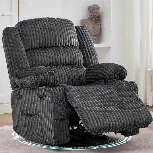 HiMISS 360° Swivel Rocking Glider Chair With Cup Holder