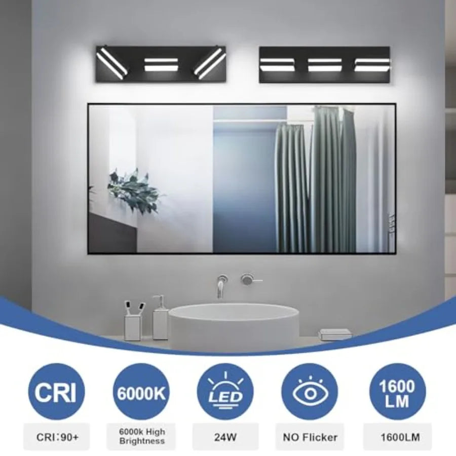 Modern LED 3 Light Bathroom Vanity Wall Fixture Metal Acrylic