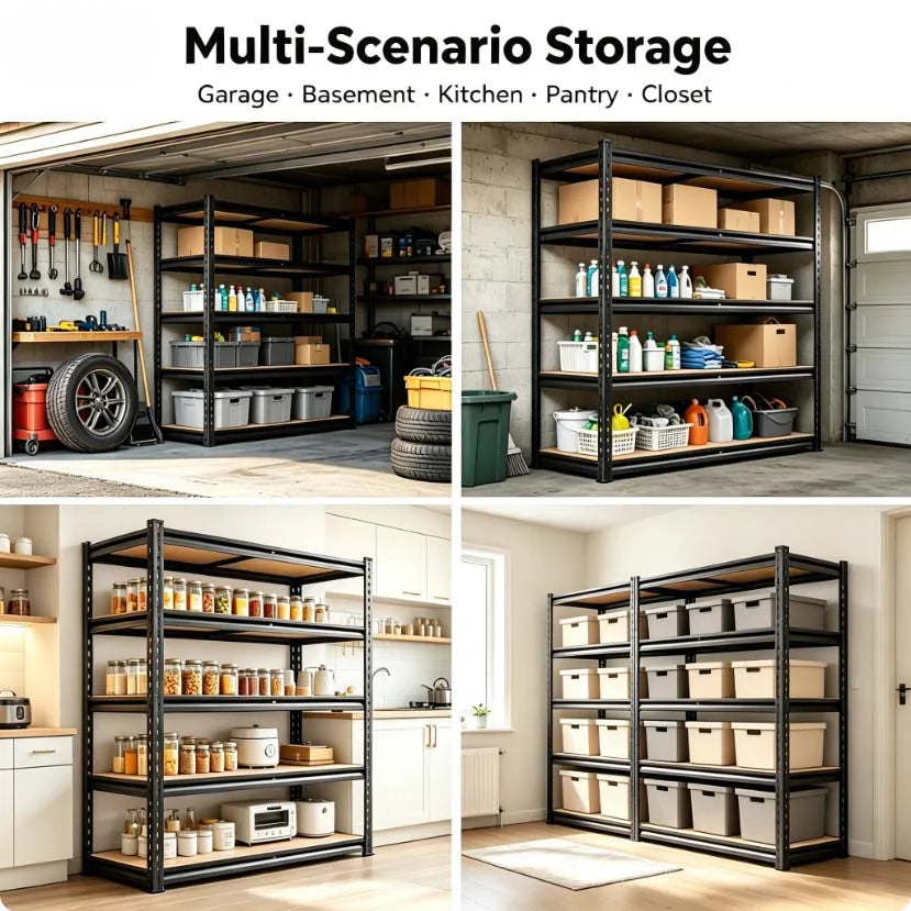 Heavy Duty 5-Tier Metal Storage Rack With MDF Shelves