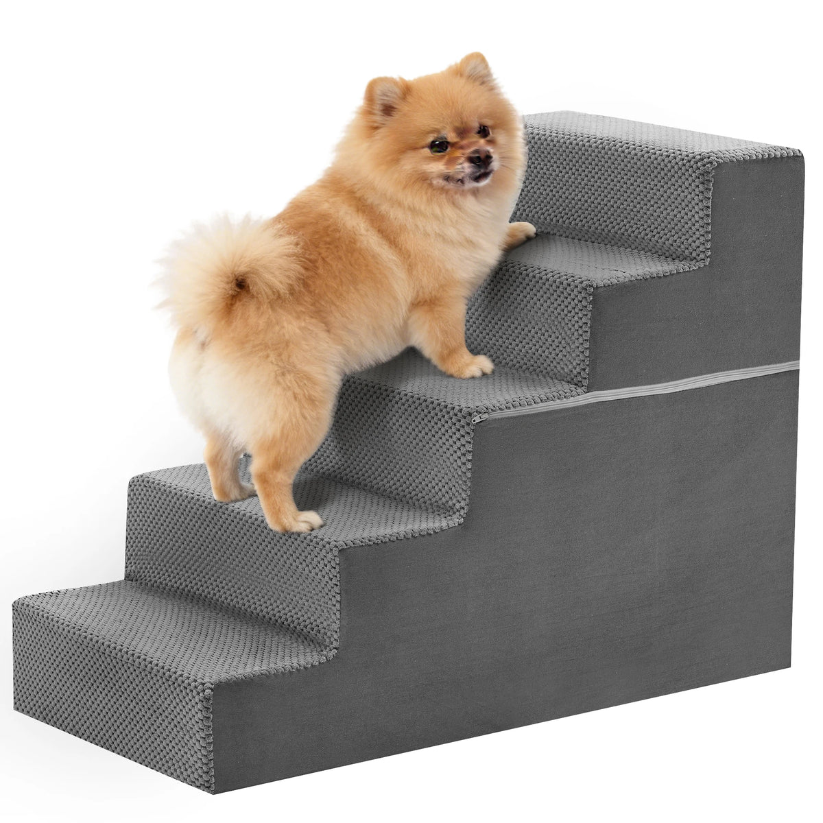 JHK 3 To 5 Step Curved Foam Dog Stairs Ramp