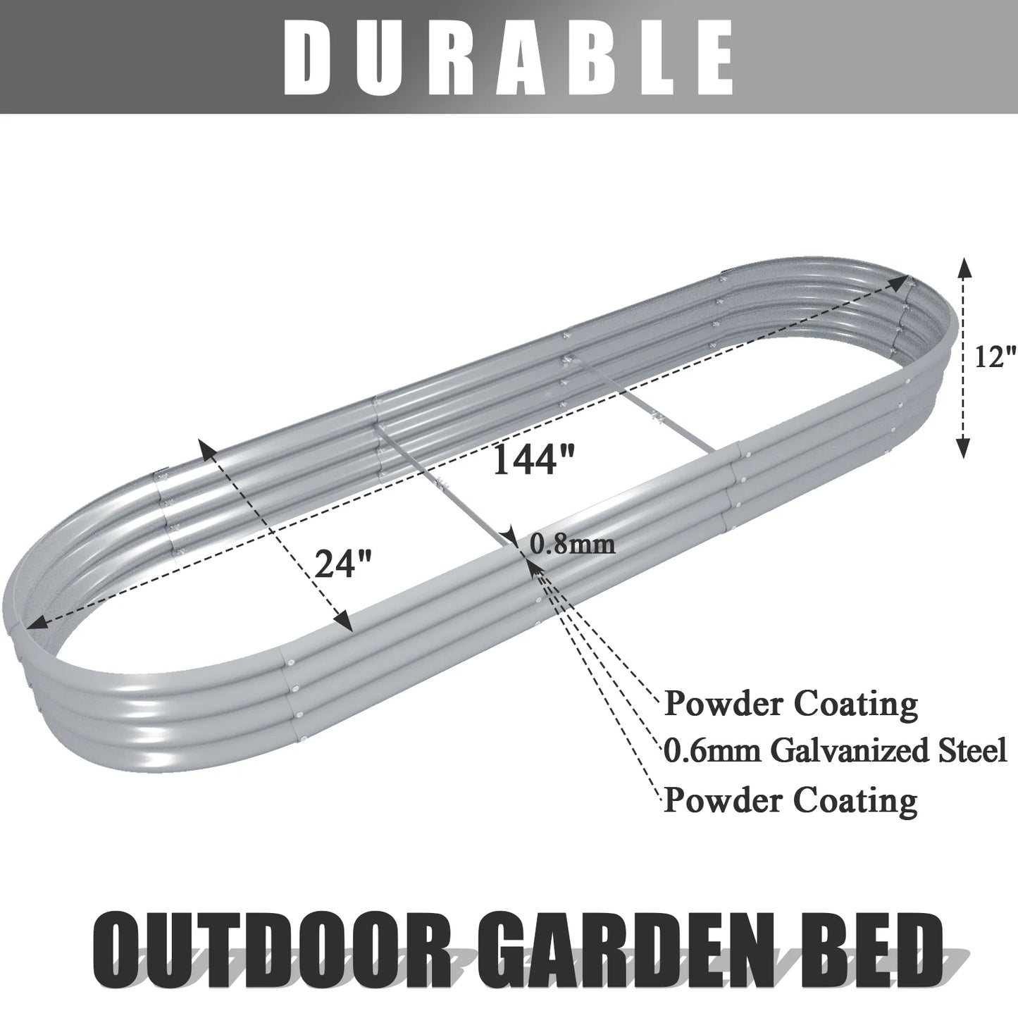 Tramull Galvanized Raised Garden Bed Outdoor Planter For Vegetables Herbs