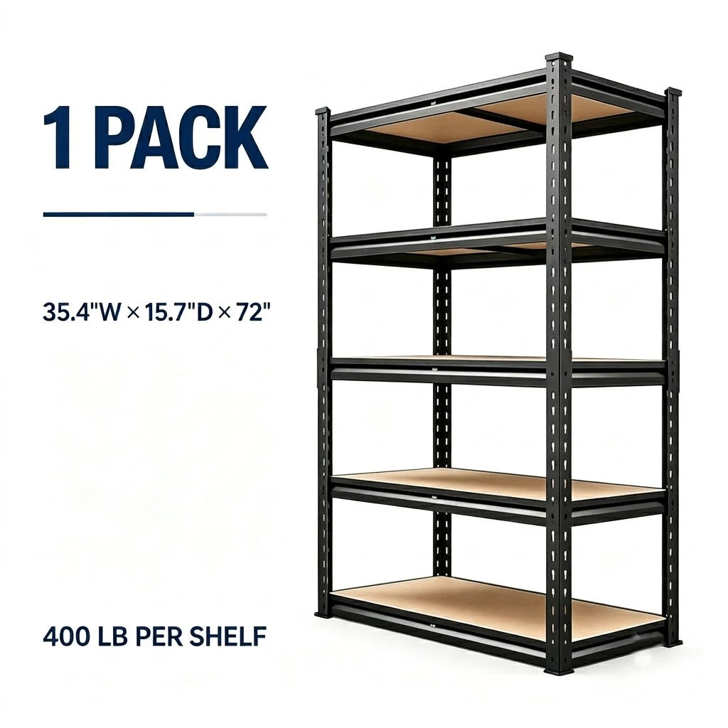 Heavy Duty 5-Tier Metal Storage Rack With MDF Shelves