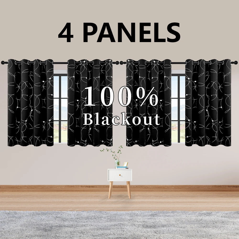 Blackout Curtain Set 4 Piece Grommet Thermal Insulated Room Darkening