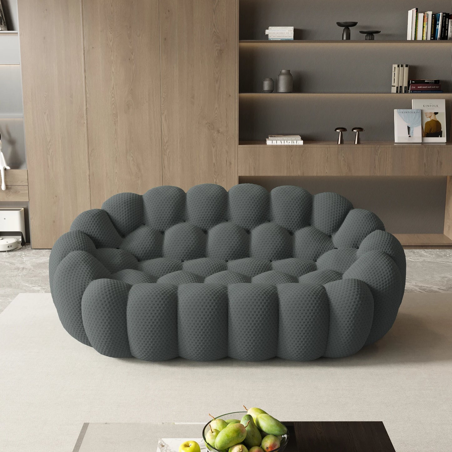 Sdorens Modern Curved Boneless Sofa With Knit Fabric Loveseat