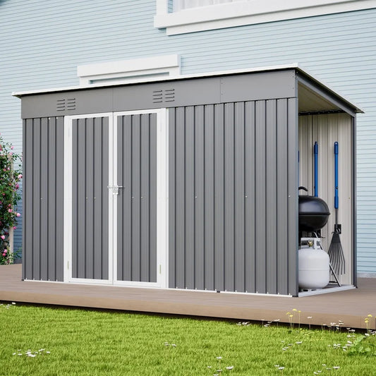Lockable Metal Garden Shed With Floor Frame For Tools