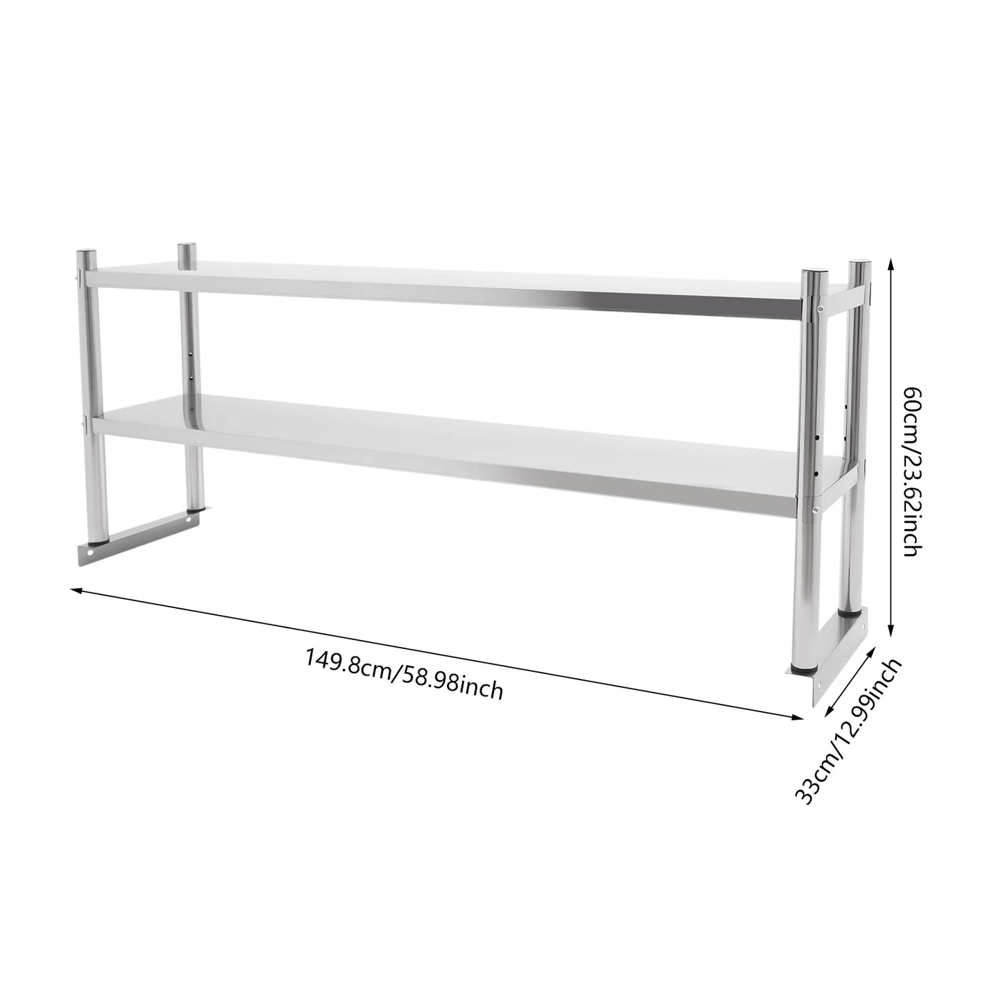 Stainless Steel 2-Tier Adjustable Shelving Unit For Storage