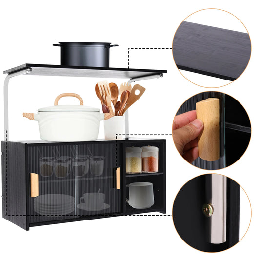 Storage Cabinet Two Tier With Adjustable Shelves Clear Door